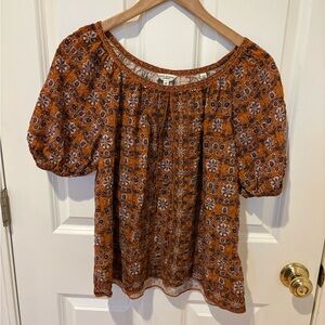 Max Studio London Boho Floral Puff-Sleeve Women's Top, Small